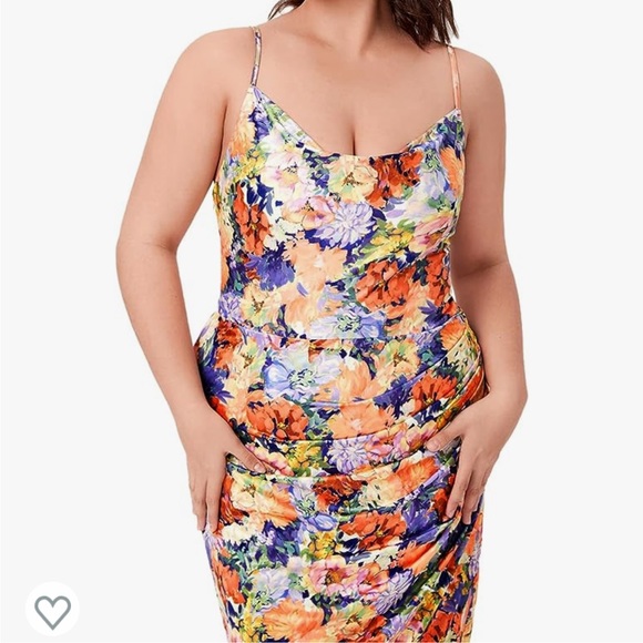 NWT Floerns Amazon Large Plus Size Floral Midi Dress - Picture 1 of 5